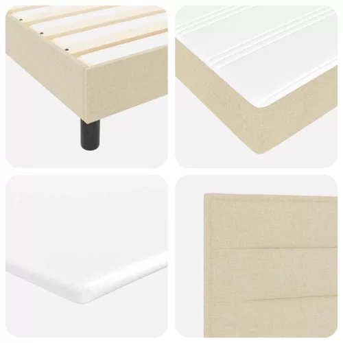  Boxrugós ágy matracmal fejtámlával Krém 80 x 200 cm szövet
