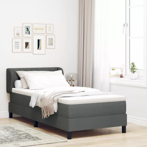  Boxspring Ágy Mattal Sötétszürke 100x200 cm Szövet