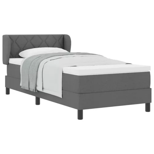  Boxspring Ágy Mattal Sötétszürke 100x200 cm Szövet