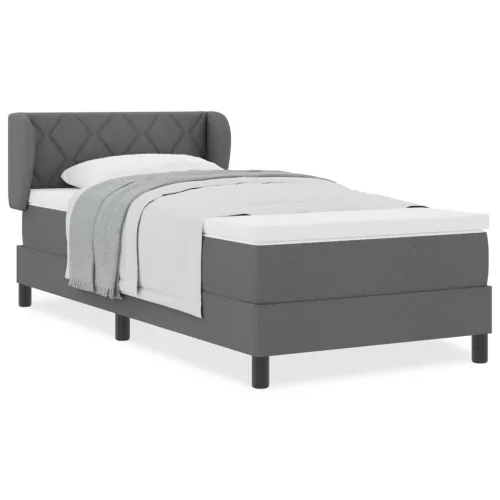  Boxspring Ágy Mattal Sötétszürke 100x200 cm Szövet