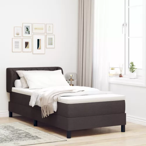  Boxspring Ágy Mattal Sötétbarna 100x200 cm Szövet