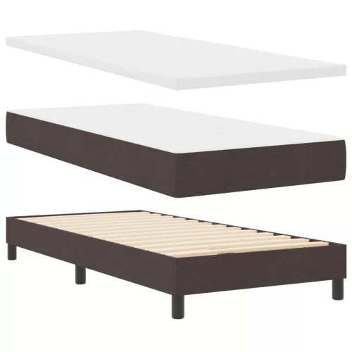  Boxspring Ágy Mattal Sötétbarna 100x200 cm Szövet