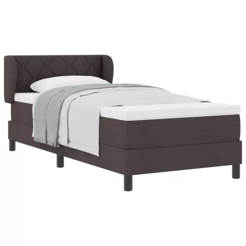  Boxspring Ágy Mattal Sötétbarna 100x200 cm Szövet