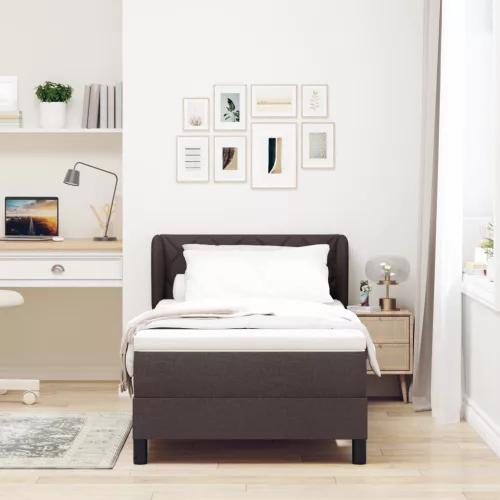  Boxspring Ágy Mattal Sötétbarna 100x200 cm Szövet