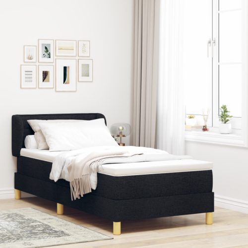  Boxspring Ágy Matraccal Fekete 90x200 cm Szövet