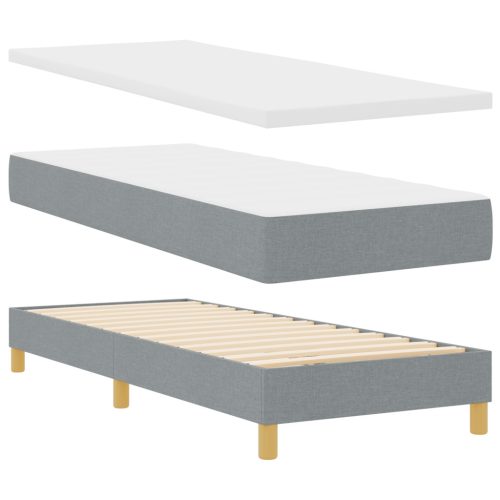  Boxspring Ágy Matraccal Világosszürke 80x200 cm Szövet