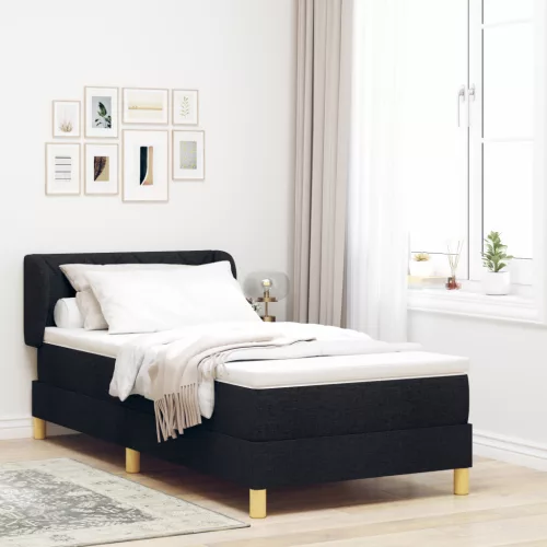  Boxspring Ágy Matrac Készlettel Fekete 90x190 cm Szövet