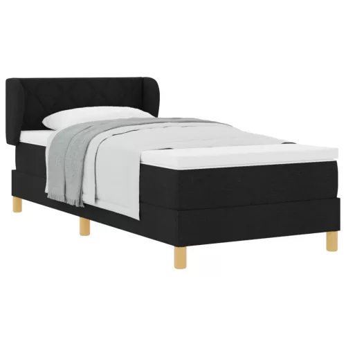  Boxspring Ágy Matrac Készlettel Fekete 90x190 cm Szövet