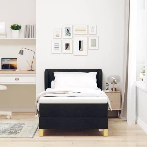  Boxspring Ágy Matrac Készlettel Fekete 90x190 cm Szövet