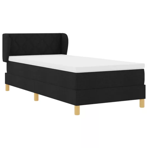  Boxspring Ágy Matrac Készlettel Fekete 90x190 cm Szövet