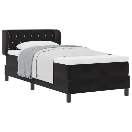  Boxspring Ágy Matracokkal Fekete 90x190 cm Bársonyos