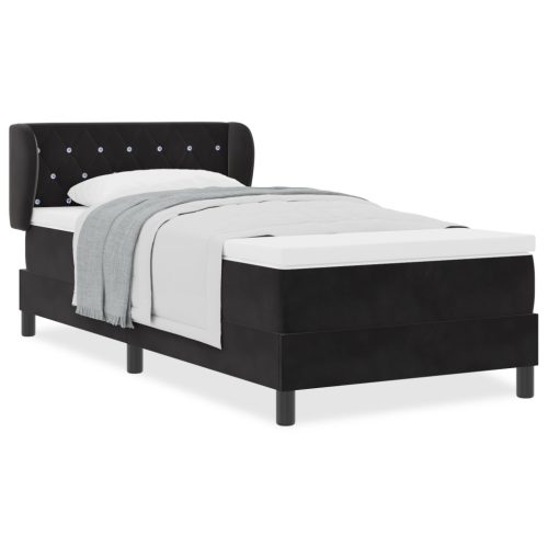  Boxspring Ágy Matracokkal Fekete 90x190 cm Bársonyos