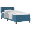  Boxspring Ágy Matraccal Sötét Kék 90x190 cm Bársony