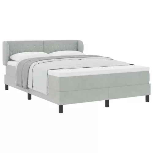  Boxspring ágy matraccal Világosszürke 140x190 cm Bársony
