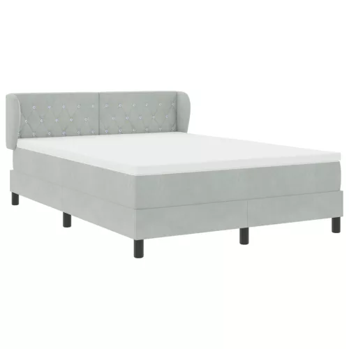  Boxspring ágy matraccal Világosszürke 140x190 cm Bársony