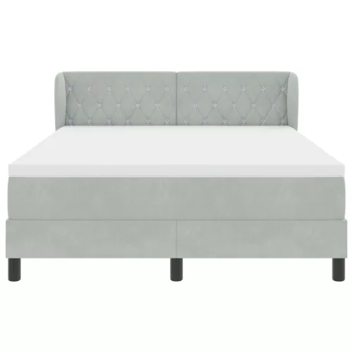  Boxspring ágy matraccal Világosszürke 140x190 cm Bársony