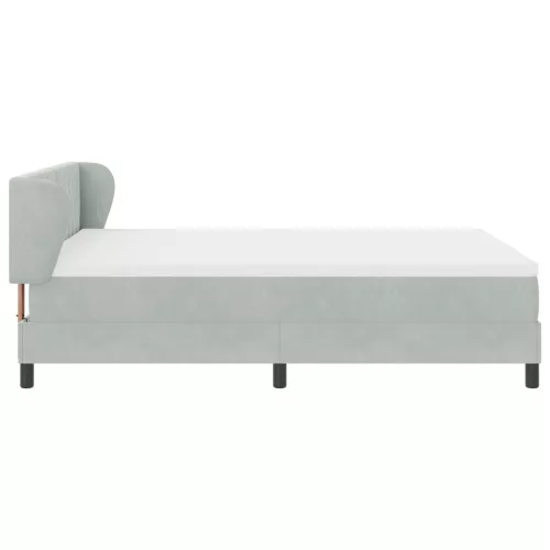  Boxspring ágy matraccal Világosszürke 140x190 cm Bársony