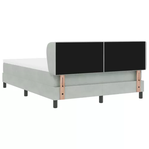 Boxspring ágy matraccal Világosszürke 140x190 cm Bársony