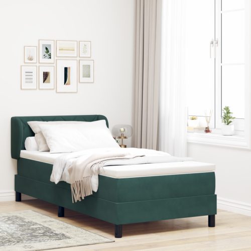  Boxspring Ágy Matraccal Sötét Zöld 90x200 cm Bársony