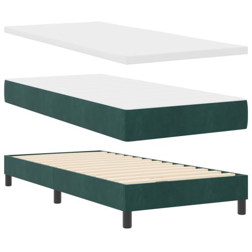  Boxspring Ágy Matraccal Sötét Zöld 90x200 cm Bársony
