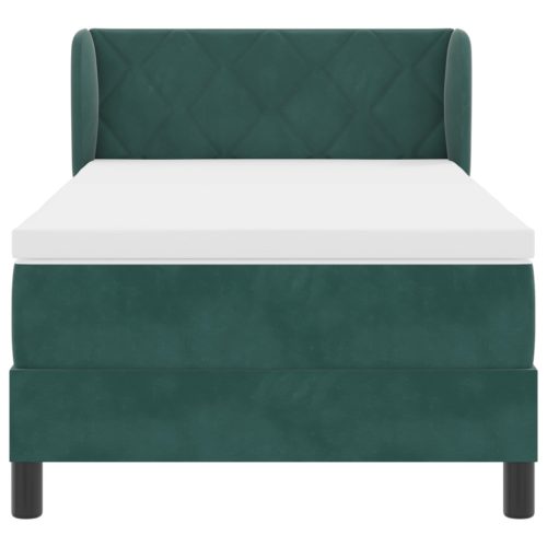  Boxspring Ágy Matraccal Sötét Zöld 90x200 cm Bársony