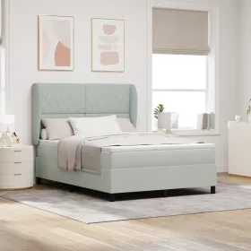    Boxspring Ágy Matraccal Világosszürke 160x200 cm Bársony