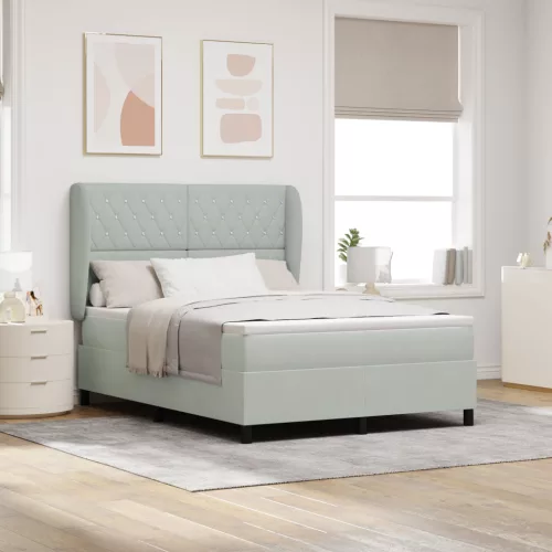  Boxspring Ágy Matraccal Világosszürke 160x200 cm Bársony