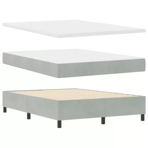  Boxspring Ágy Matraccal Világosszürke 160x200 cm Bársony