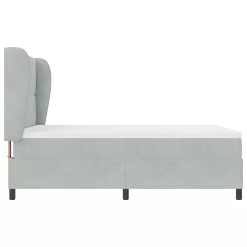  Boxspring Ágy Matraccal Világosszürke 160x200 cm Bársony