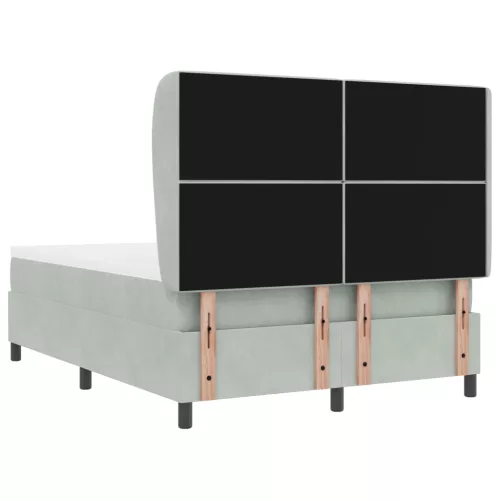  Boxspring Ágy Matraccal Világosszürke 160x200 cm Bársony