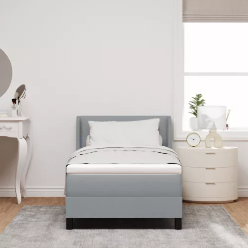  Boxspring Ágy Matrac Esetén - Világosszürke - 90 x 190 cm - Szövet
