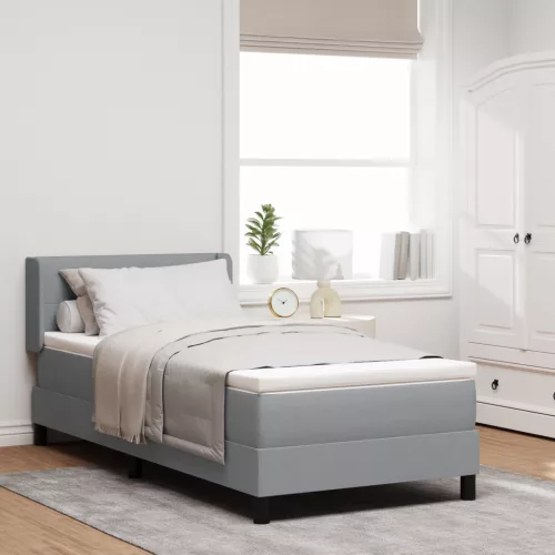  Boxspring Ágy és Matrac Világosszürkében, 100 x 200 cm, Szövet