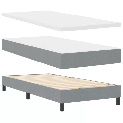  Boxspring Ágy és Matrac Világosszürkében, 100 x 200 cm, Szövet