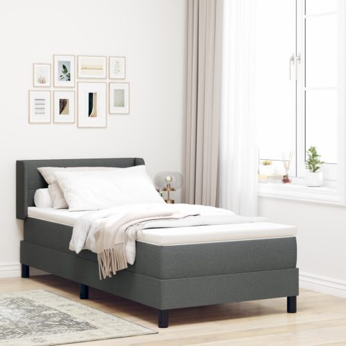  Boxspring Ágy Mattal Sötétszürke, 100 x 200 cm, Szövet