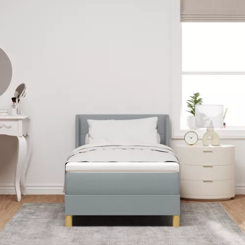  Boxspring Ágy Matraccal, Világosszürke, 90 x 200 cm