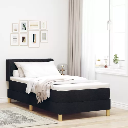  Boxspring Ágy Matraccal, fekete színben, 90 x 190 cm, szövet