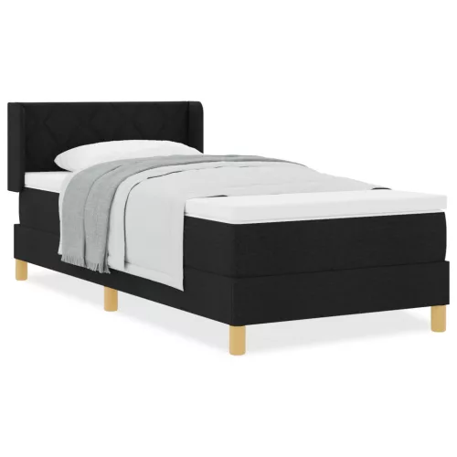  Boxspring Ágy Matraccal, fekete színben, 90 x 190 cm, szövet