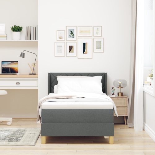  Boxspring ágy matraccal, sötétszürke, 100 x 200 cm, textil