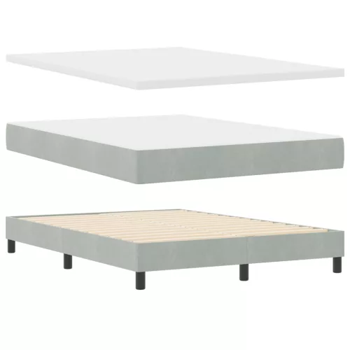  Boxspring ágy matraccal Világosszürke 140x190 cm Bársony