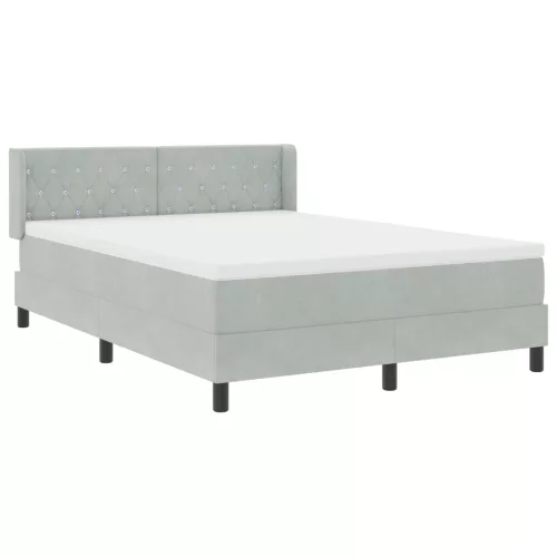  Boxspring ágy matraccal Világosszürke 140x190 cm Bársony