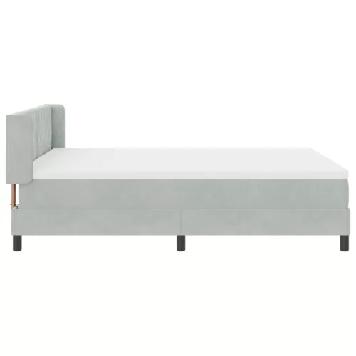  Boxspring ágy matraccal Világosszürke 140x190 cm Bársony