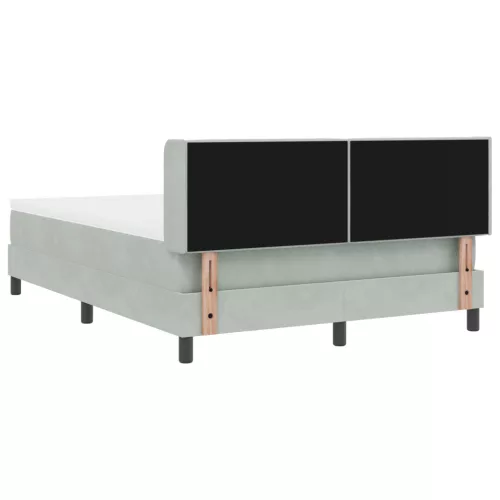  Boxspring ágy matraccal Világosszürke 140x190 cm Bársony