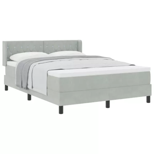  Boxspring Ágy Matrachoz Világosszürke 140x200 cm Bársony