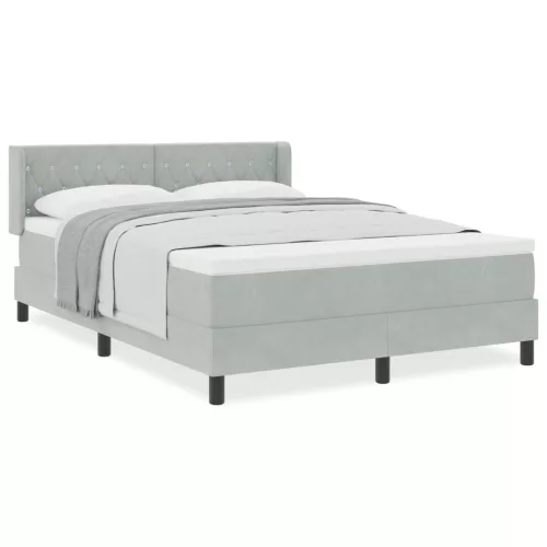  Boxspring Ágy Matrachoz Világosszürke 140x200 cm Bársony