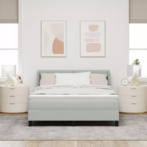  Boxspring Ágy Matrachoz Világosszürke 140x200 cm Bársony