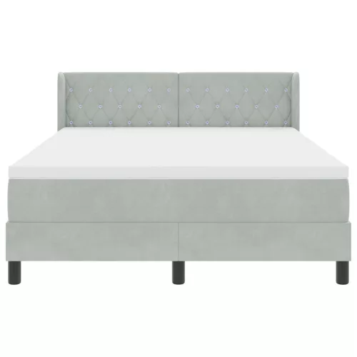  Boxspring Ágy Matrachoz Világosszürke 140x200 cm Bársony