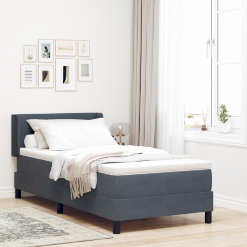  Boxspring Ágy Matraccal Sötétszürke 90x190 cm Bársony