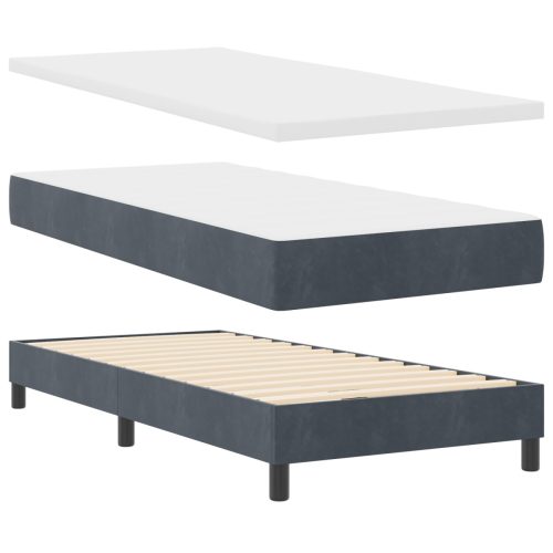  Boxspring Ágy Matraccal Sötétszürke 90x190 cm Bársony