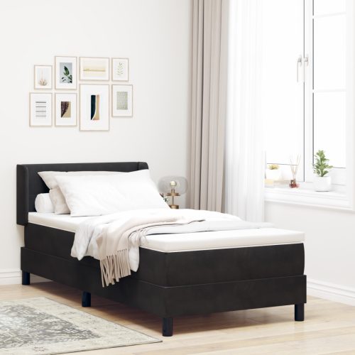  Boxspring Ágy Matraccal Fekete 90x200 cm Bársony