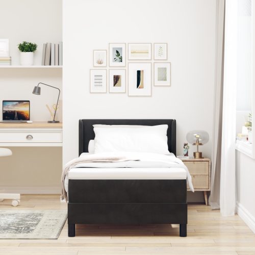  Boxspring Ágy Matraccal Fekete 90x200 cm Bársony